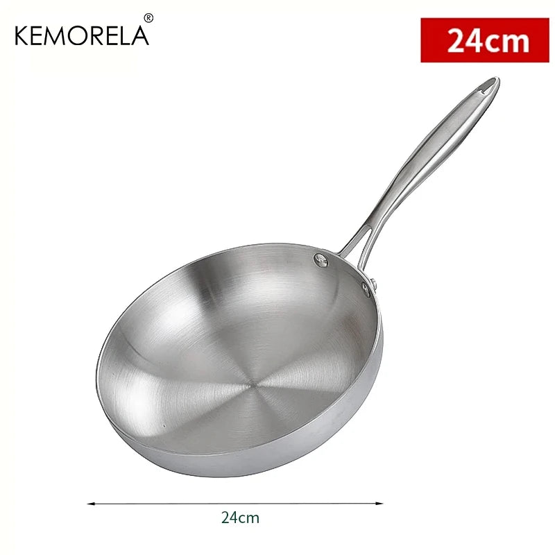 304 Stainless Steel Frying Pan NonStick Pan Fried Steak Pot Uncoated Kitchen Cookware For Gas Stove and Induction Cooker