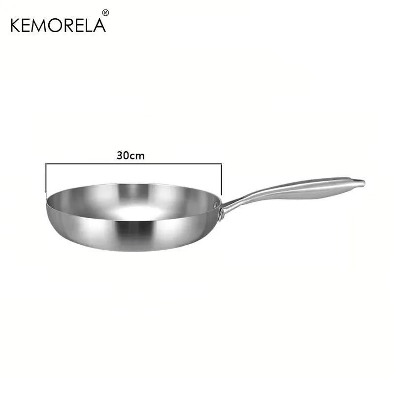 304 Stainless Steel Frying Pan NonStick Pan Fried Steak Pot Uncoated Kitchen Cookware For Gas Stove and Induction Cooker