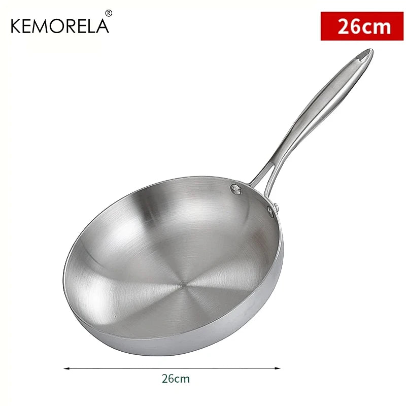 304 Stainless Steel Frying Pan NonStick Pan Fried Steak Pot Uncoated Kitchen Cookware For Gas Stove and Induction Cooker